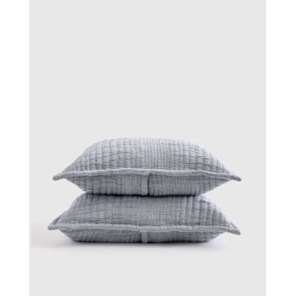 Quince Other - Quince Organic Cotton Channel Stitch Sham Set Blue Bedding 20X26